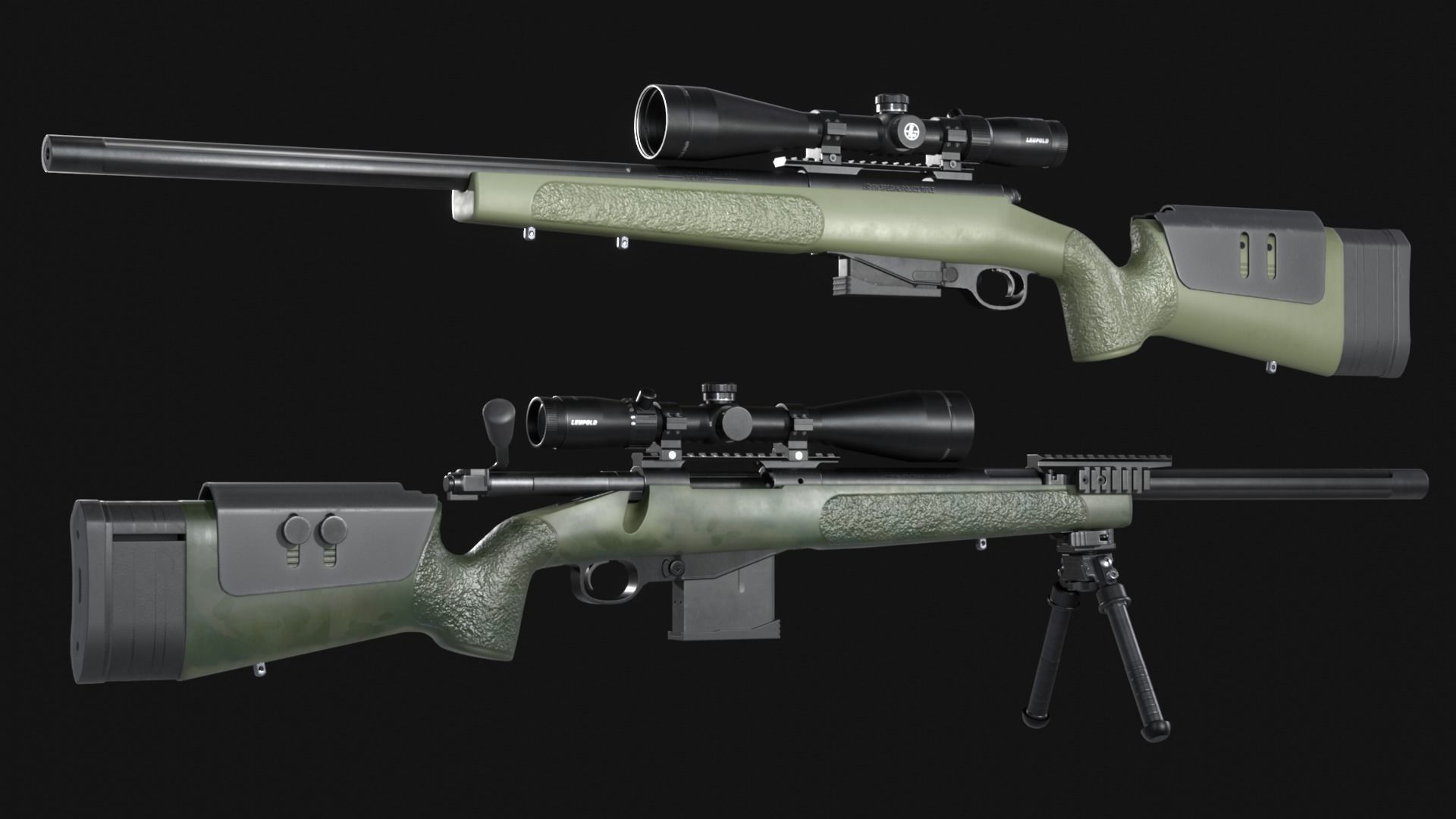 FN SPR A3G Sniper Rifle - Game Asset Low-poly 3D model_9