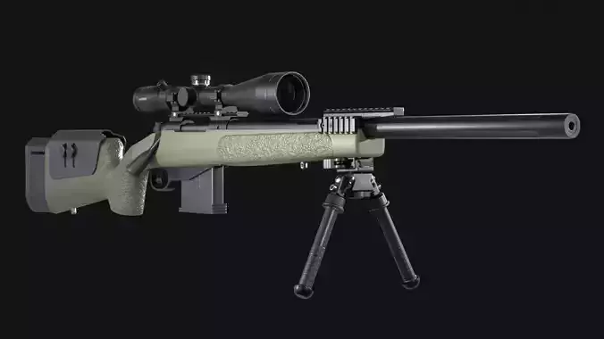 FN SPR A3G Sniper Rifle - Game Asset Low-poly 3D model FN SPR A3G Sniper Rifle - Game Asset Low-poly 3D model