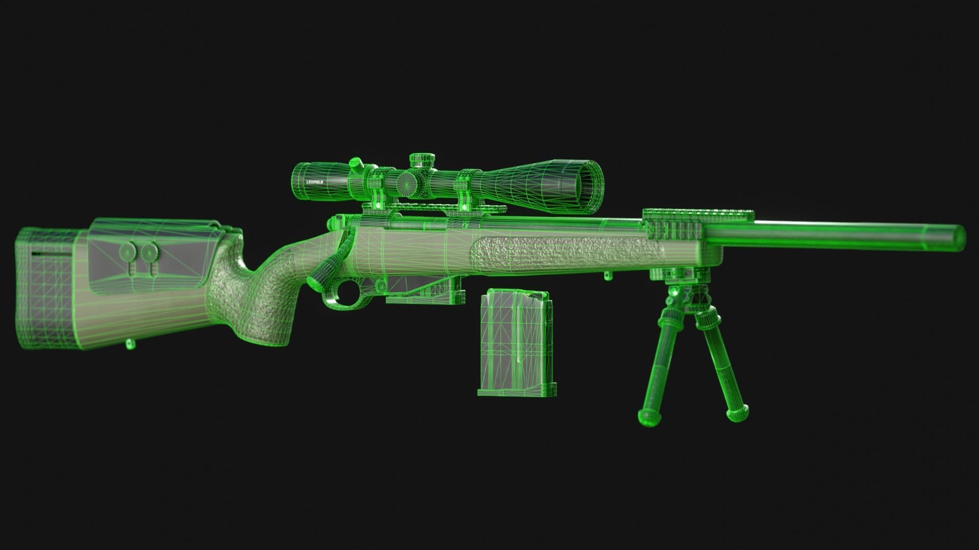 FN SPR A3G Sniper Rifle - Game Asset Low-poly 3D model_12