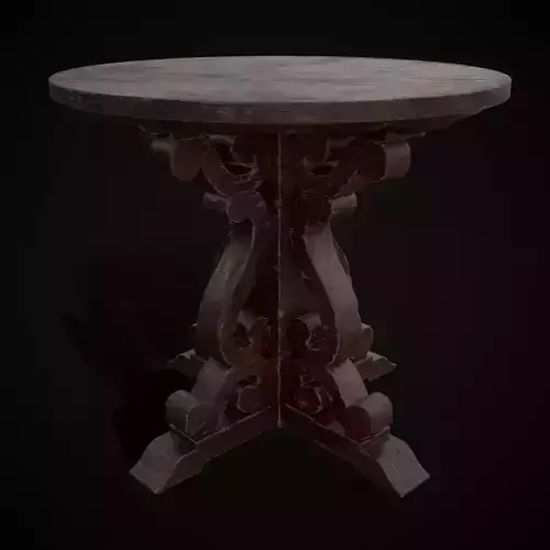 Mahogany Medieval Antique Round Table Low-poly 3D model