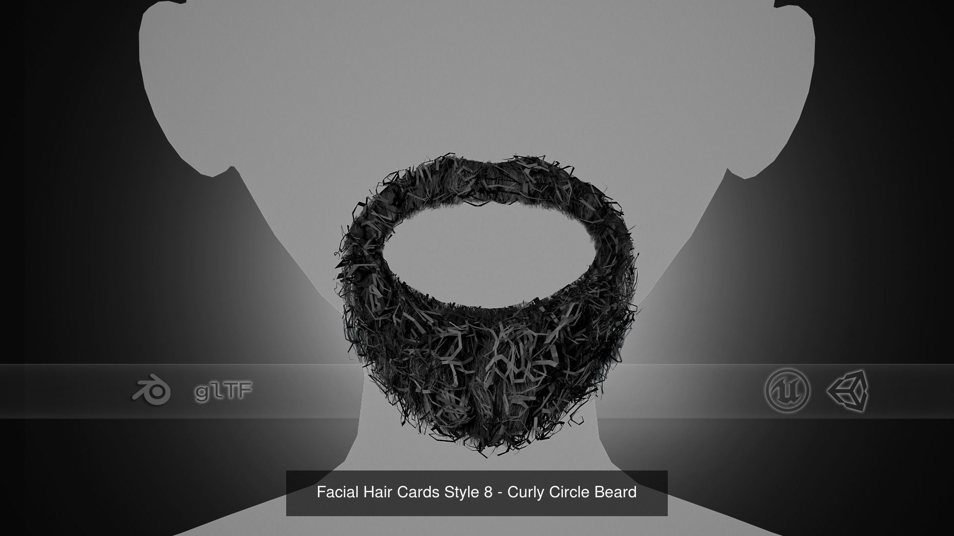 10 Facial Hair Cards Style 3D Model Collection_8