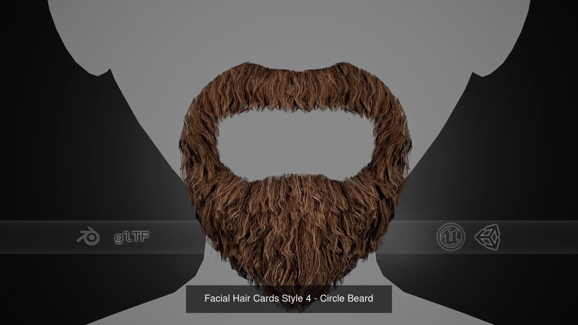 10 Facial Hair Cards Style 3D Model Collection_4