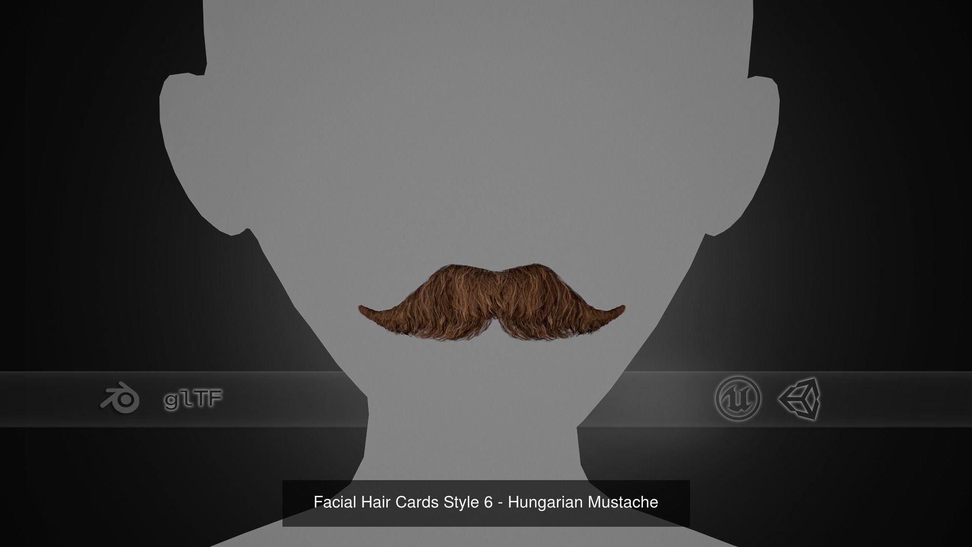 10 Facial Hair Cards Style 3D Model Collection_6