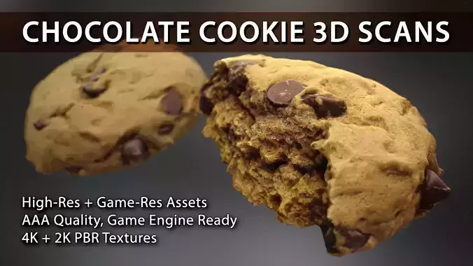 UE4 - Chocolate Cookie 3D Scans - PBR Nanite and Lowpoly Props