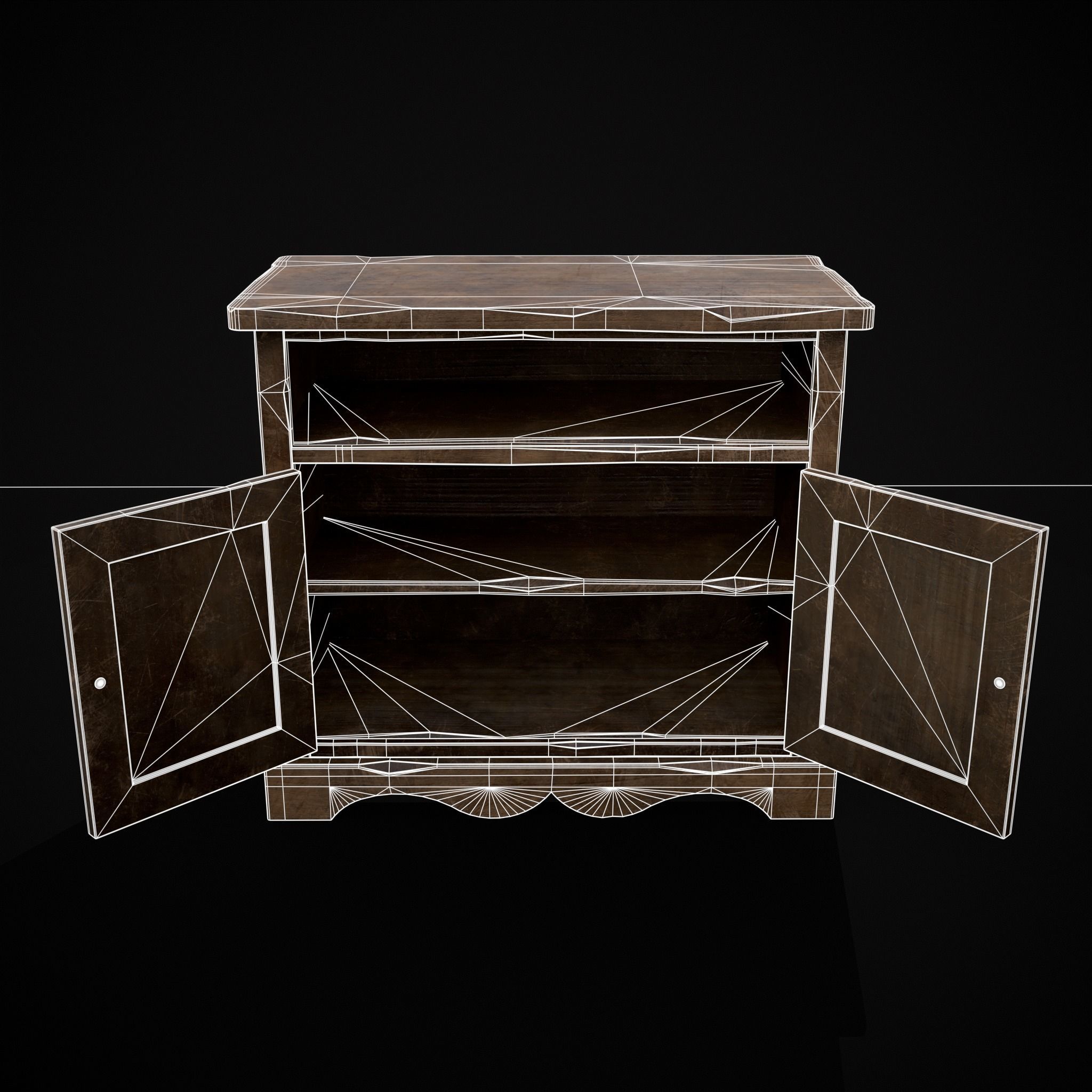 Medieval Antique Small Cabinet Low-poly 3D model_20
