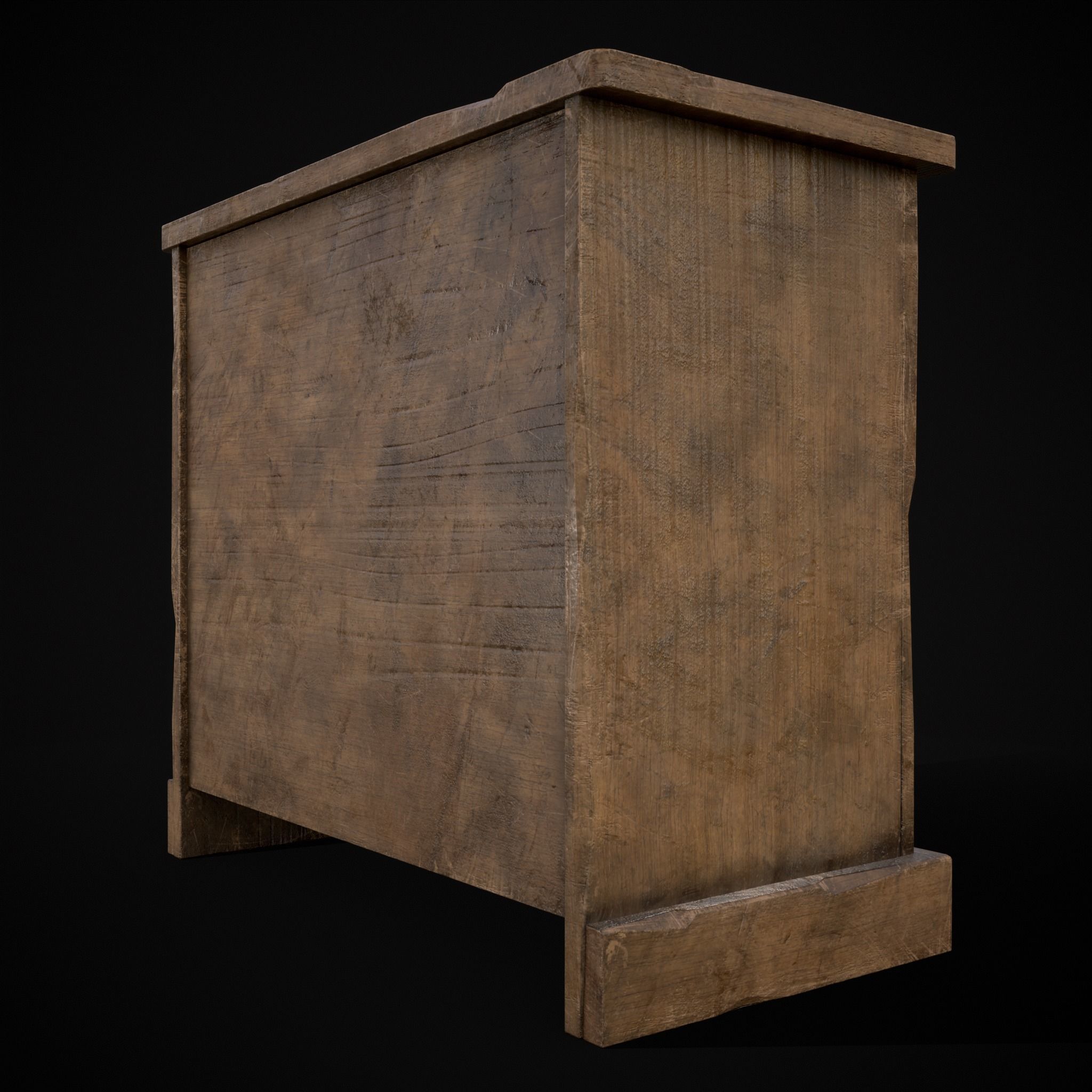 Medieval Antique Small Cabinet Low-poly 3D model_7