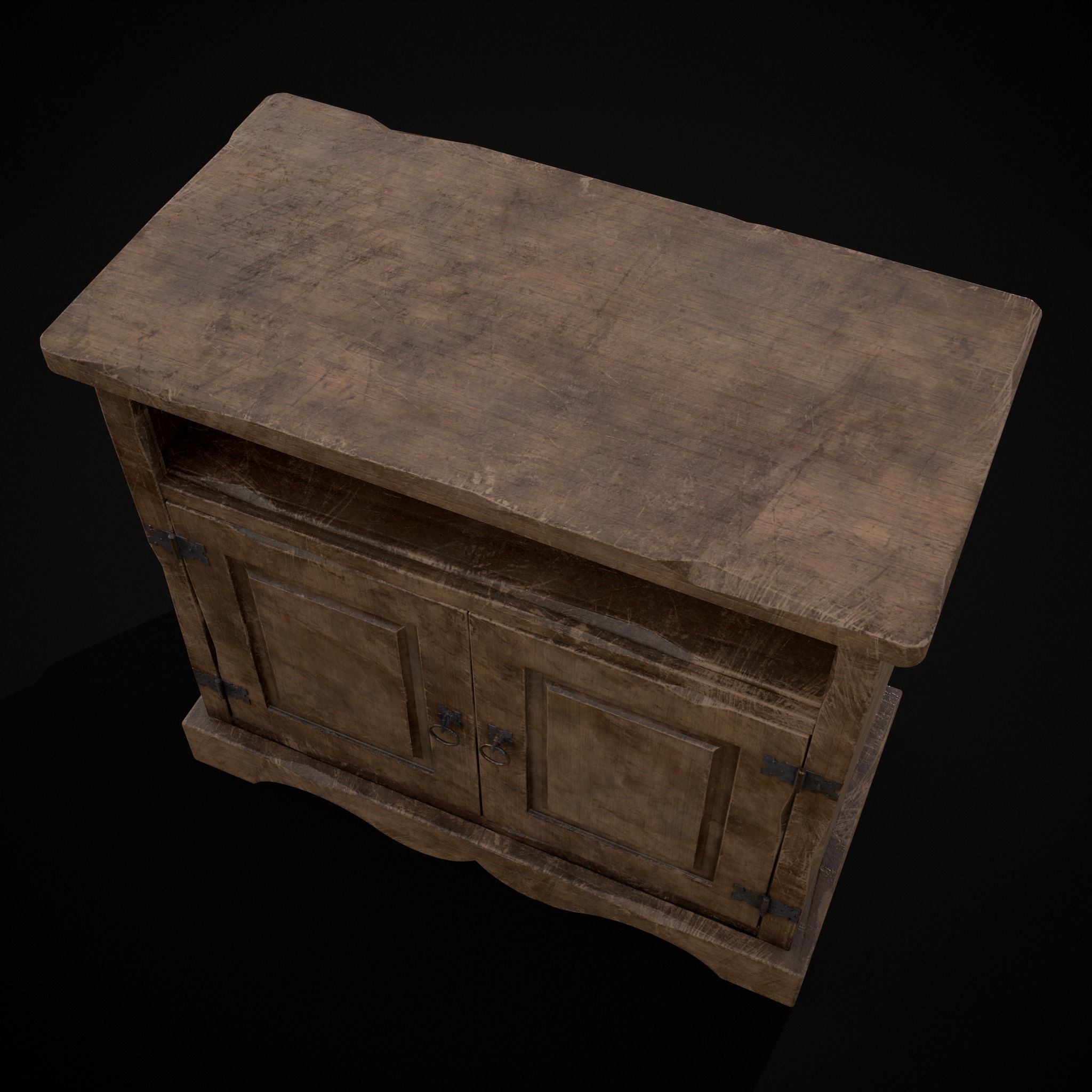 Medieval Antique Small Cabinet Low-poly 3D model_11