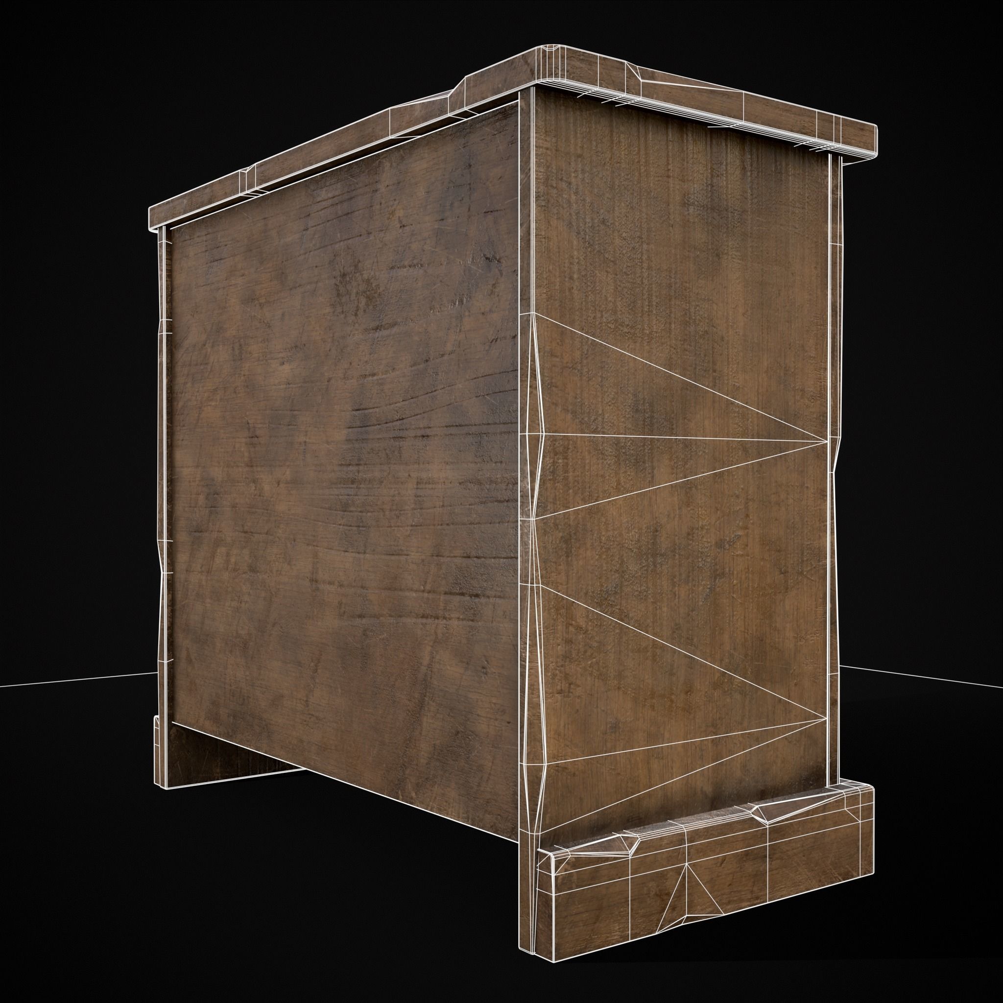 Medieval Antique Small Cabinet Low-poly 3D model_8