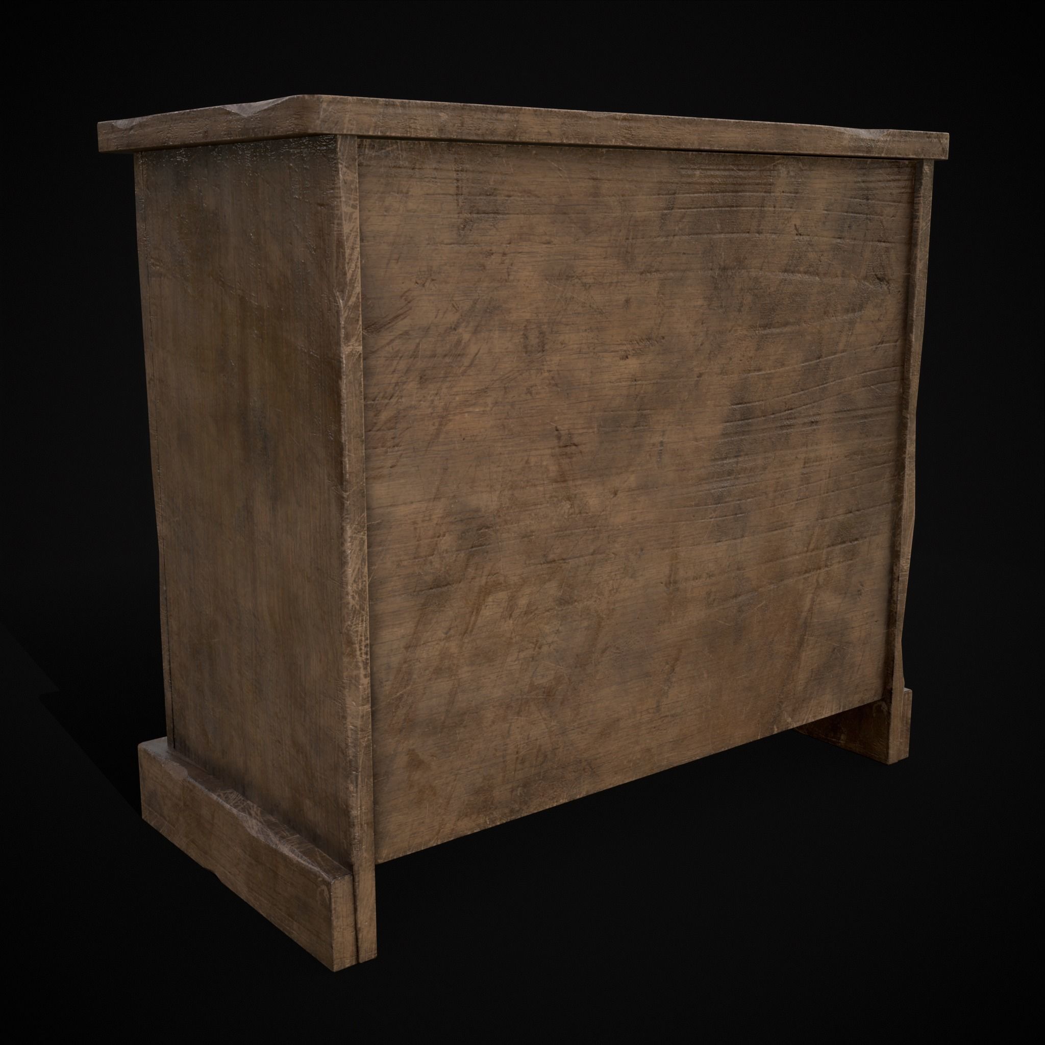 Medieval Antique Small Cabinet Low-poly 3D model_25