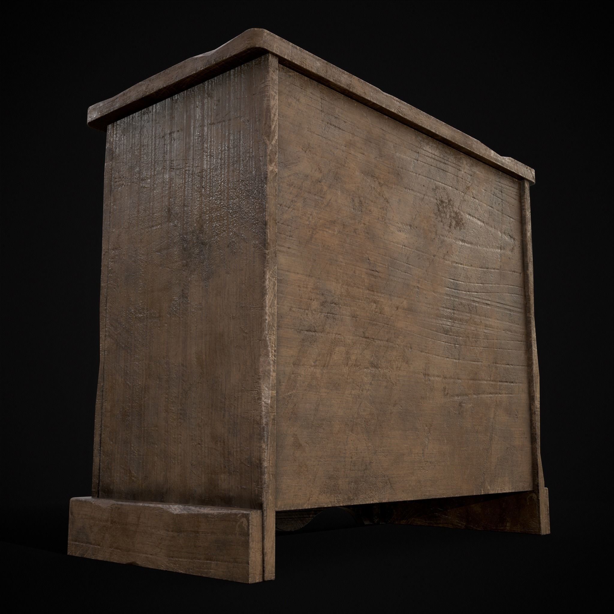 Medieval Antique Small Cabinet Low-poly 3D model_9