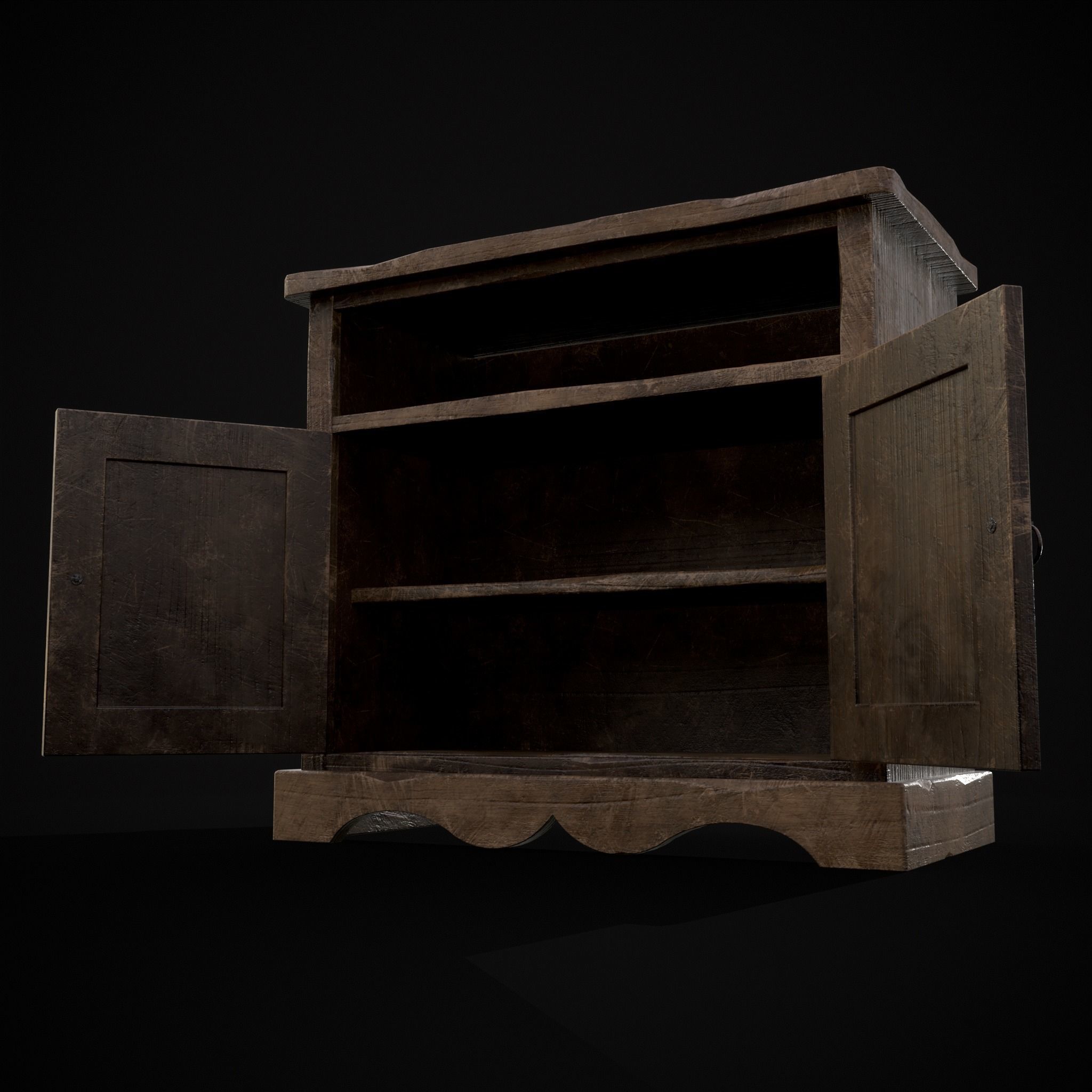 Medieval Antique Small Cabinet Low-poly 3D model_17