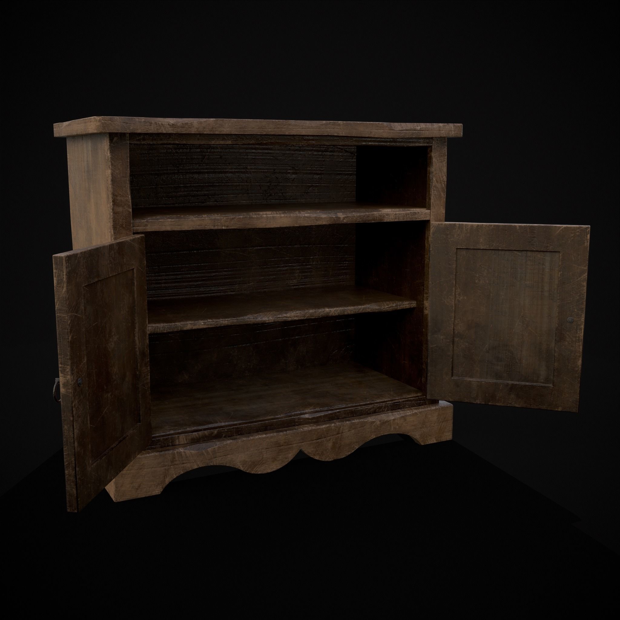 Medieval Antique Small Cabinet Low-poly 3D model_15