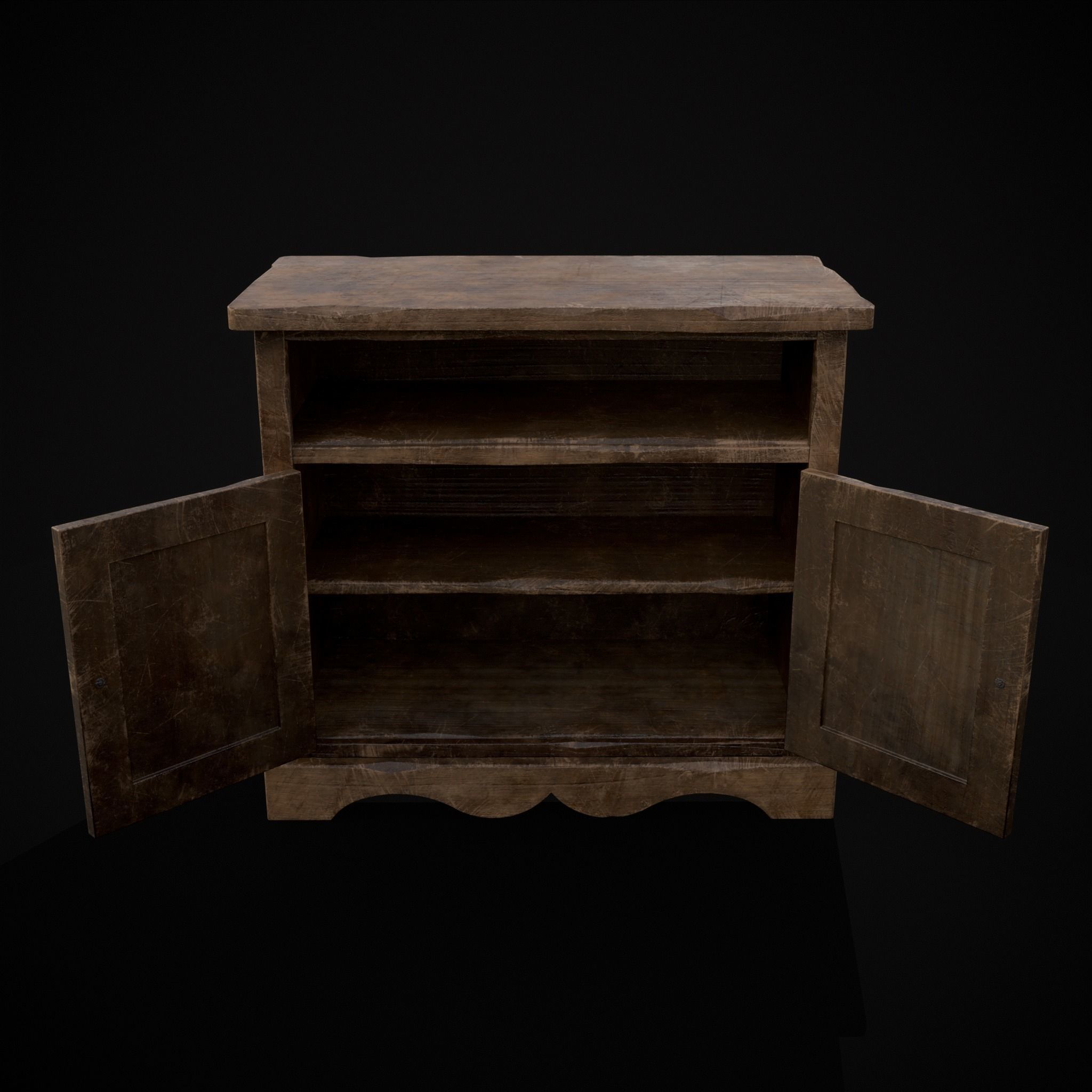 Medieval Antique Small Cabinet Low-poly 3D model_19