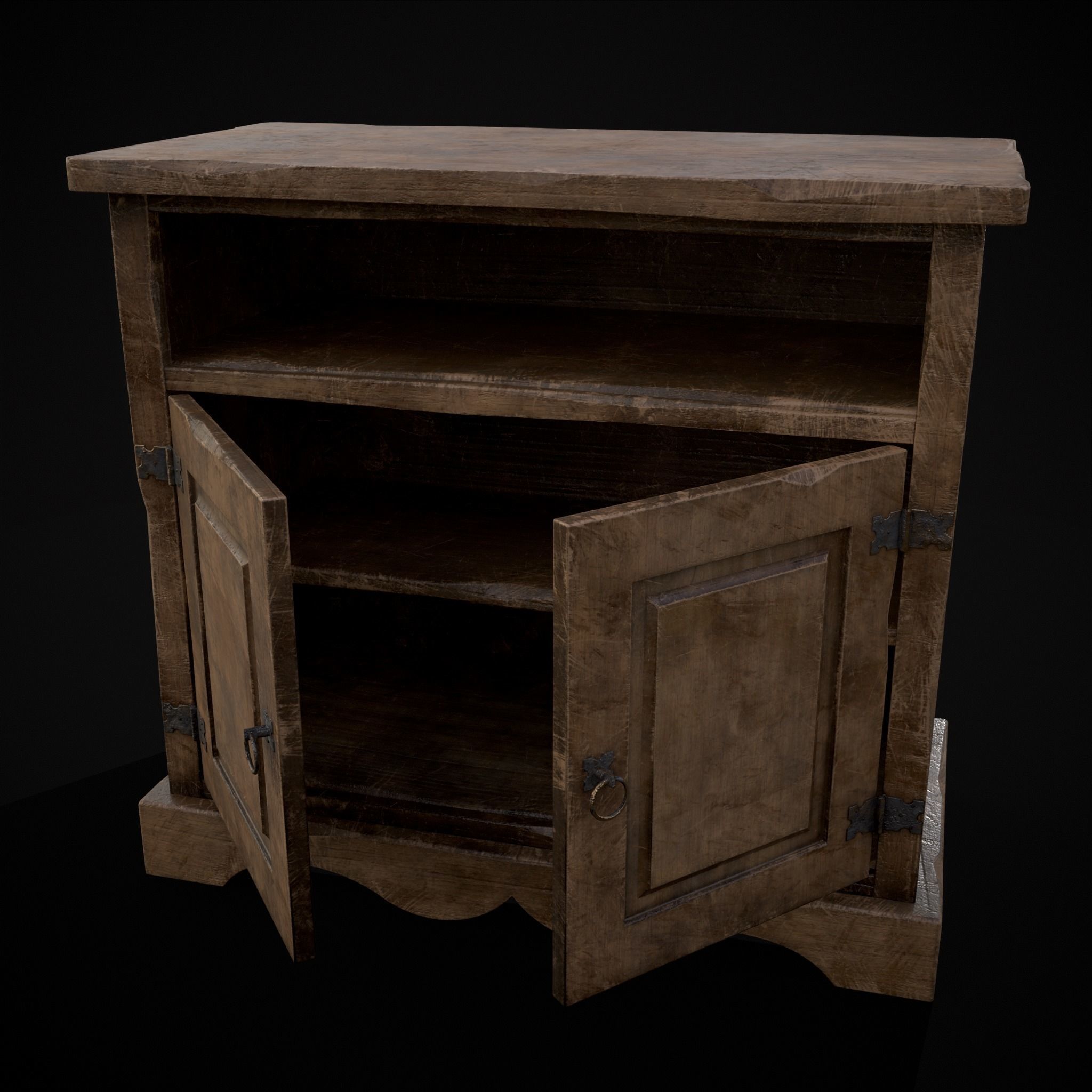 Medieval Antique Small Cabinet Low-poly 3D model_21
