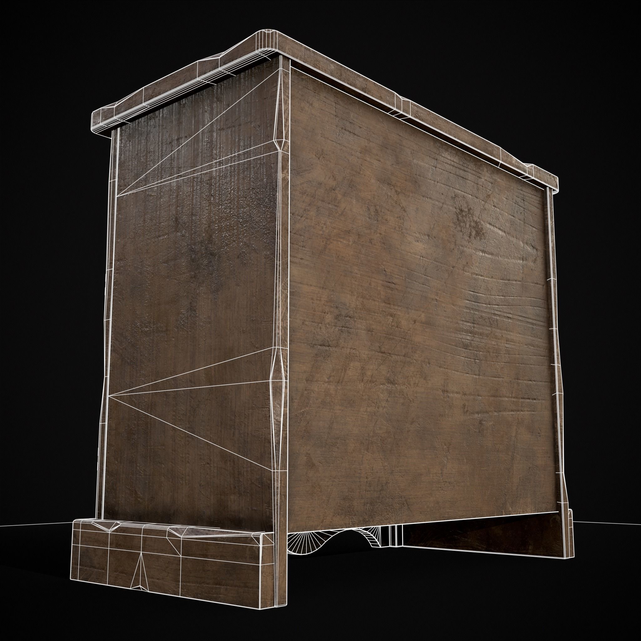 Medieval Antique Small Cabinet Low-poly 3D model_10