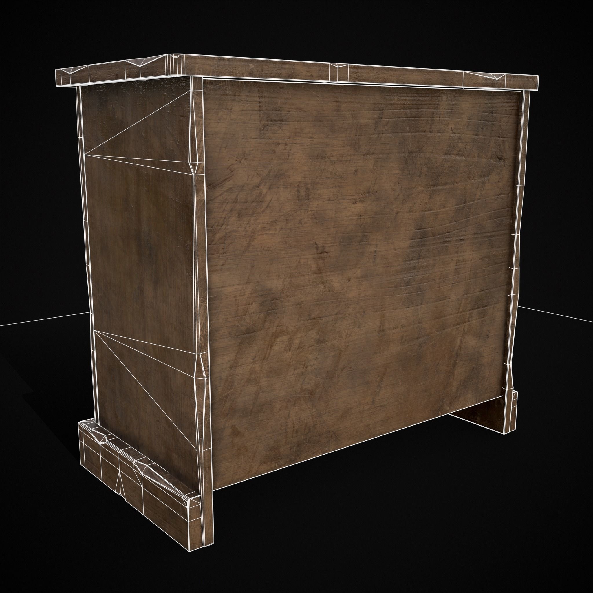 Medieval Antique Small Cabinet Low-poly 3D model_26