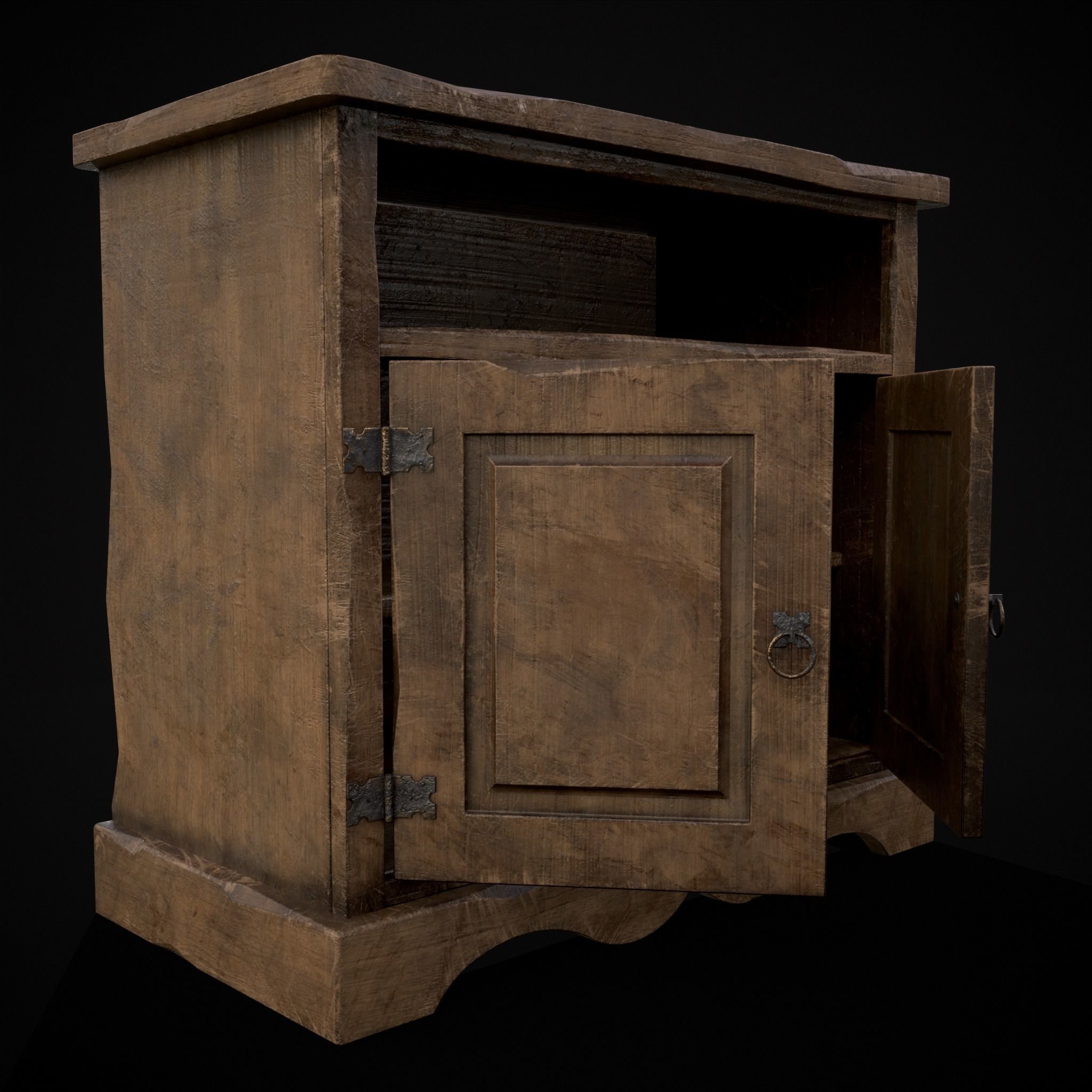 Medieval Antique Small Cabinet Low-poly 3D model_23