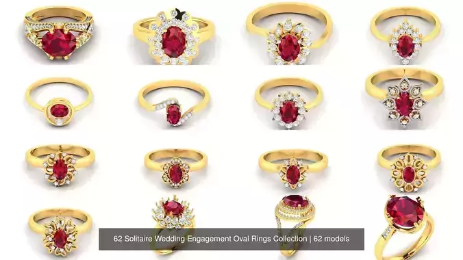 62 Solitaire Wedding Engagement Oval Rings Collection 