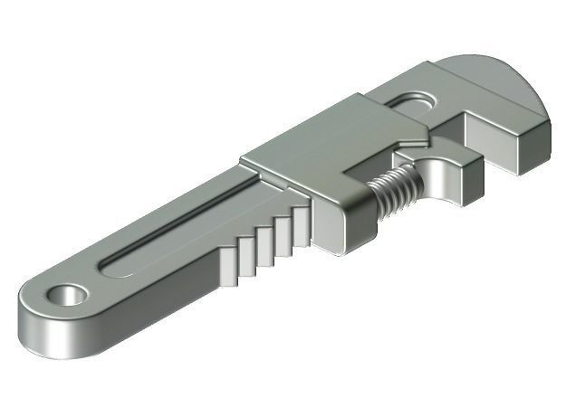 Steel Adjustable Spanner 3D model_2