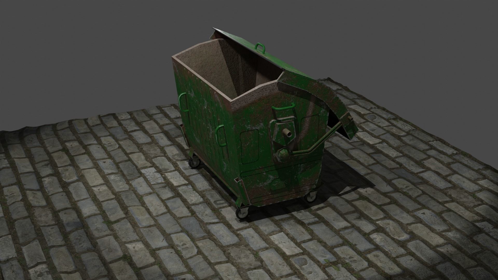Trash cans and conteiners PBR Low-poly game ready Low-poly 3D model_5