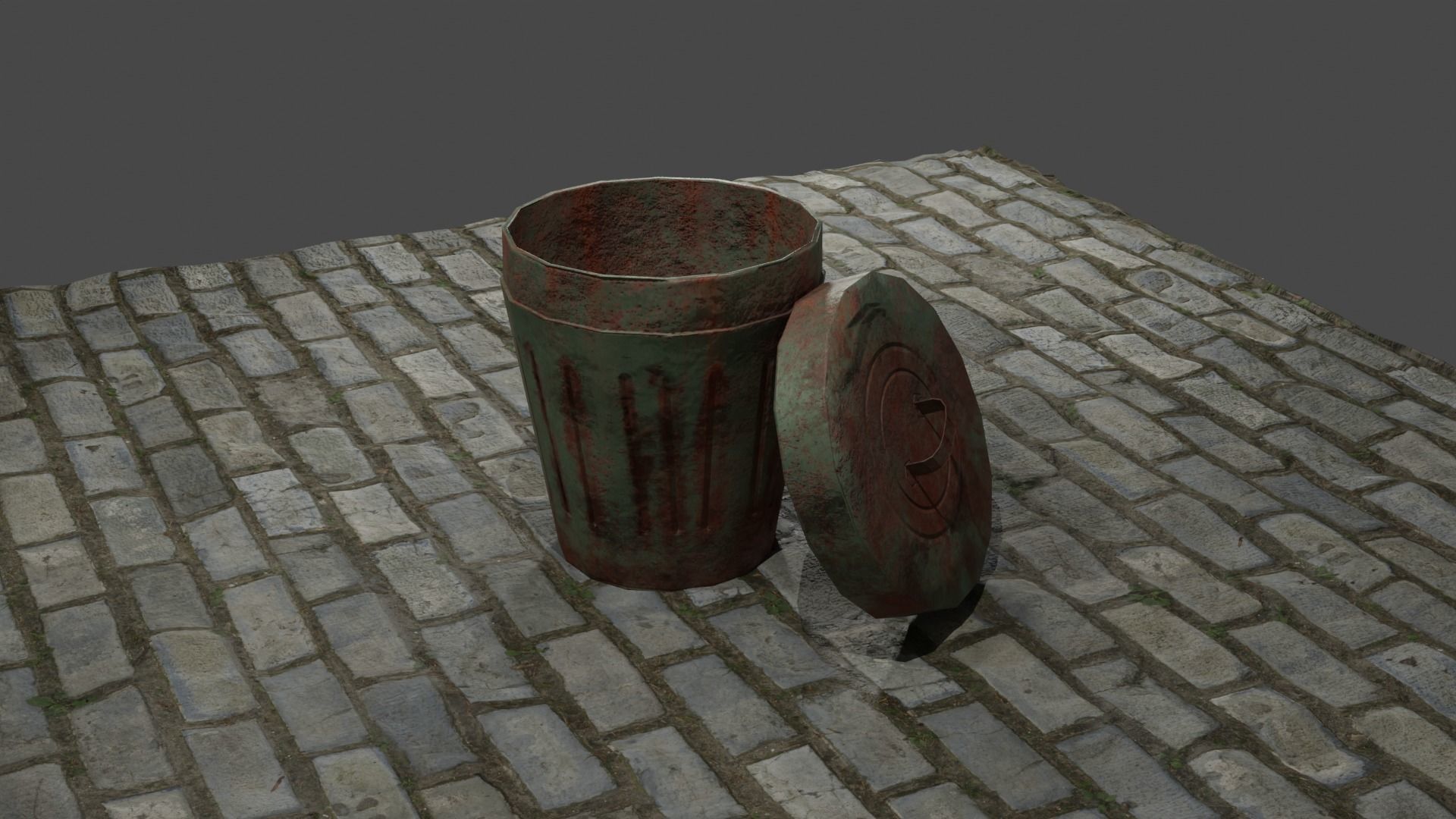Trash cans and conteiners PBR Low-poly game ready Low-poly 3D model_3