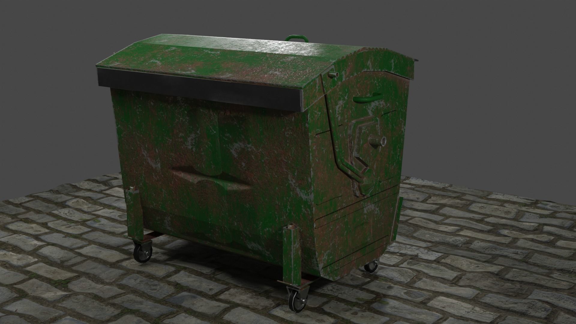 Trash cans and conteiners PBR Low-poly game ready Low-poly 3D model_10