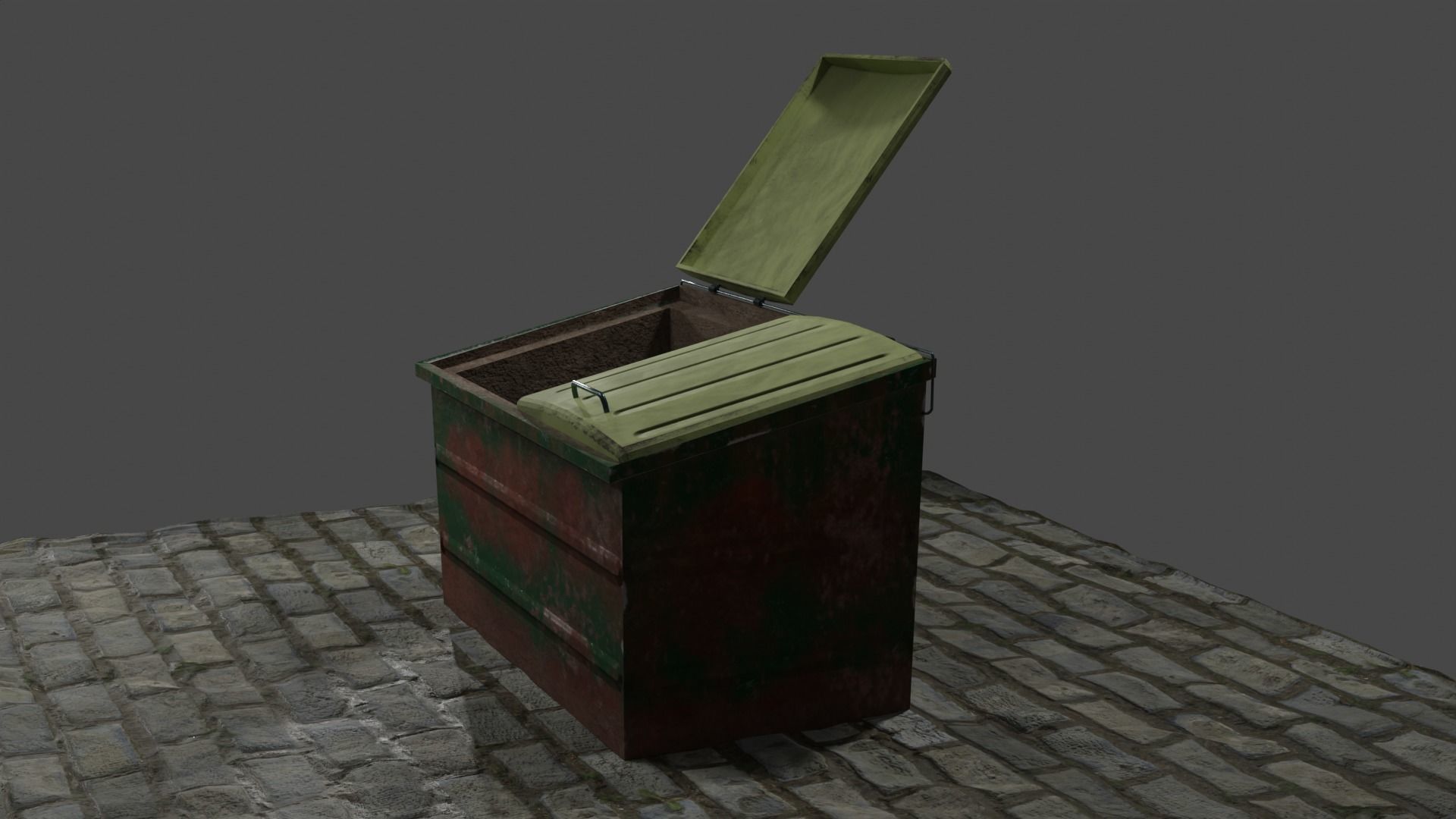 Trash cans and conteiners PBR Low-poly game ready Low-poly 3D model_9
