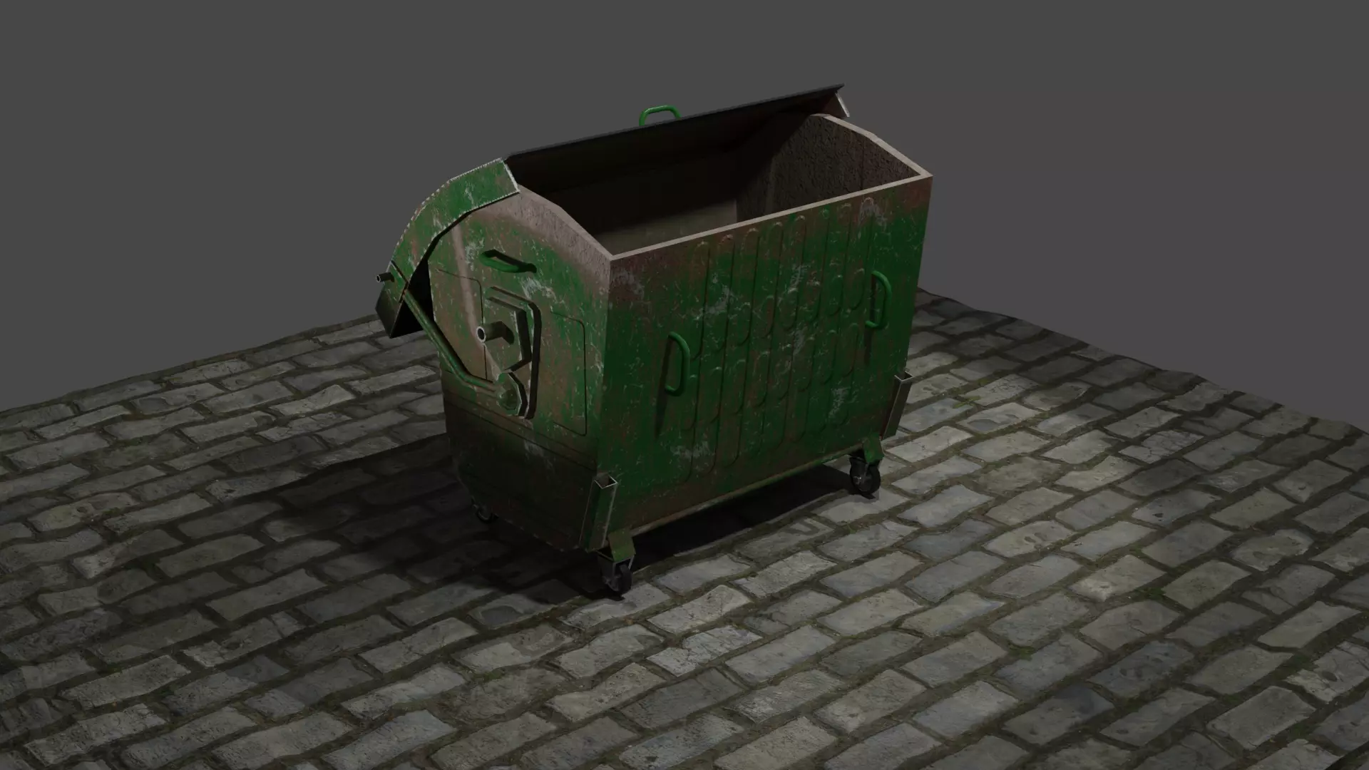 Trash cans and conteiners PBR Low-poly game ready Low-poly 3D model_0