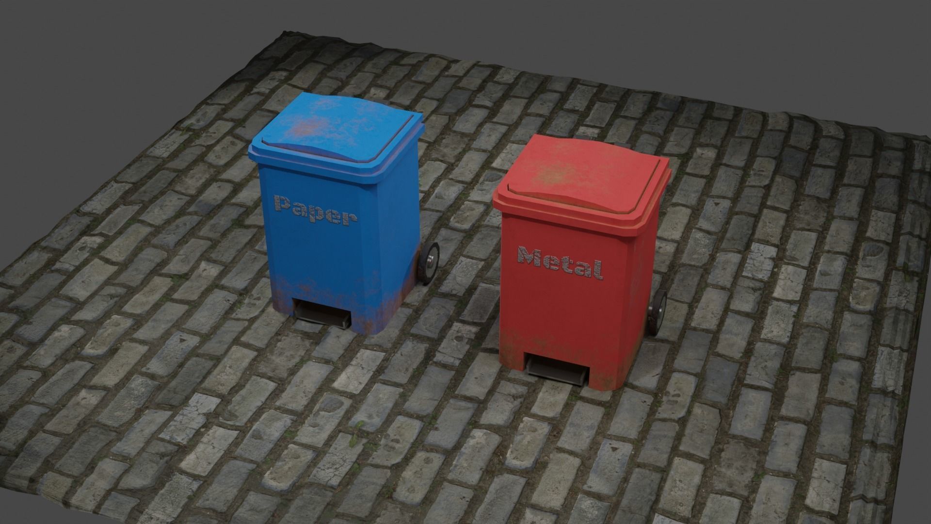 Trash cans and conteiners PBR Low-poly game ready Low-poly 3D model_15