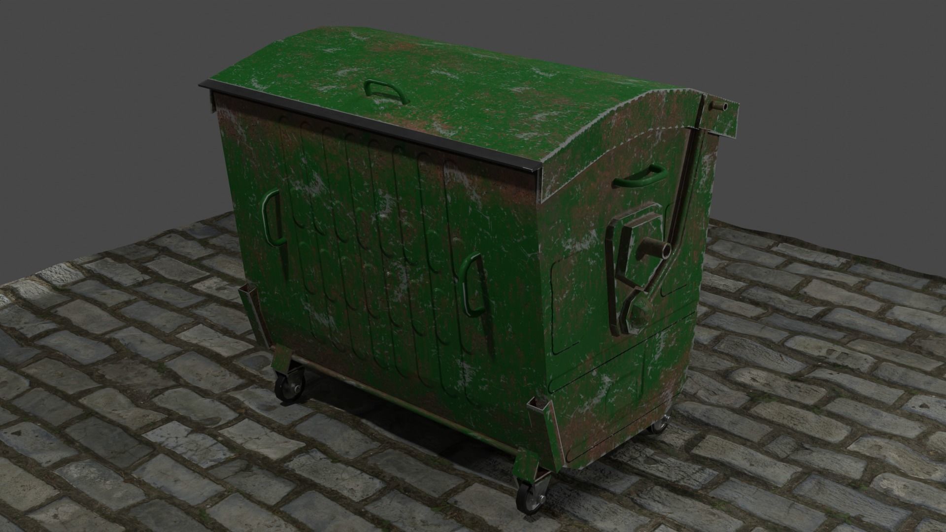 Trash cans and conteiners PBR Low-poly game ready Low-poly 3D model_1
