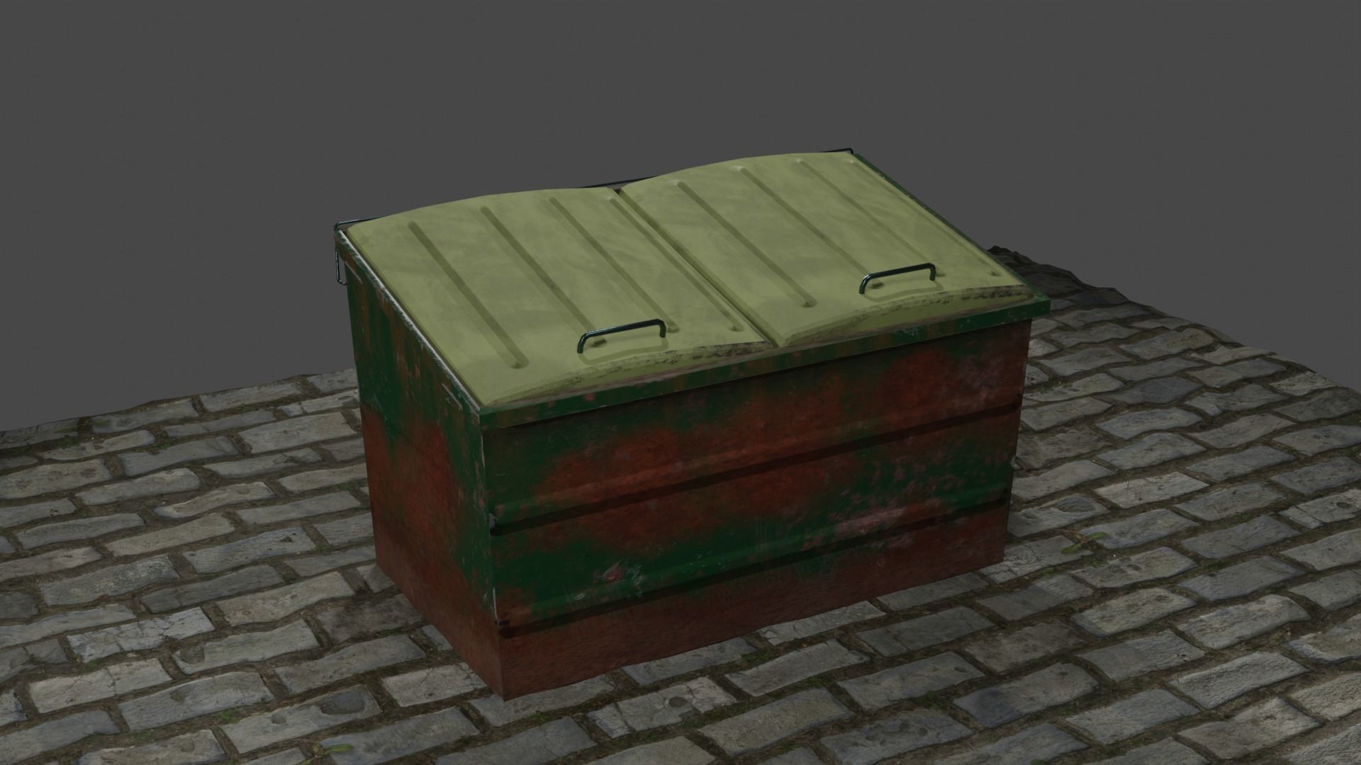 Trash cans and conteiners PBR Low-poly game ready Low-poly 3D model_6