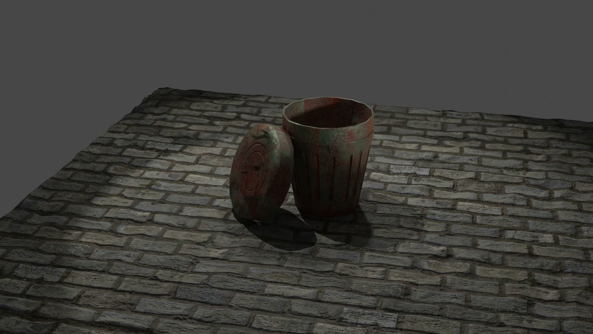 Trash cans and conteiners PBR Low-poly game ready Low-poly 3D model_8