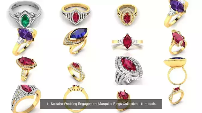 11 Solitaire Wedding Engagement Marquise Rings Collection 