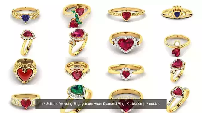 17 Solitaire Wedding Engagement Heart Diamond Rings Collection 