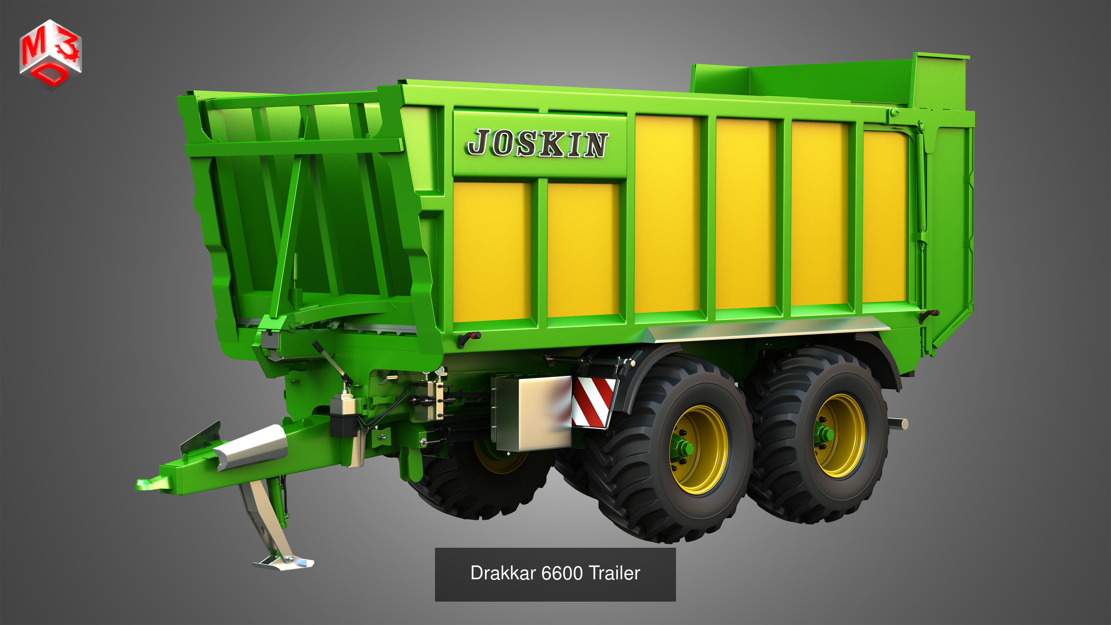Fendt - MT900 Tractor with Drakkar 6600 Trailer 3D Model Collection_9