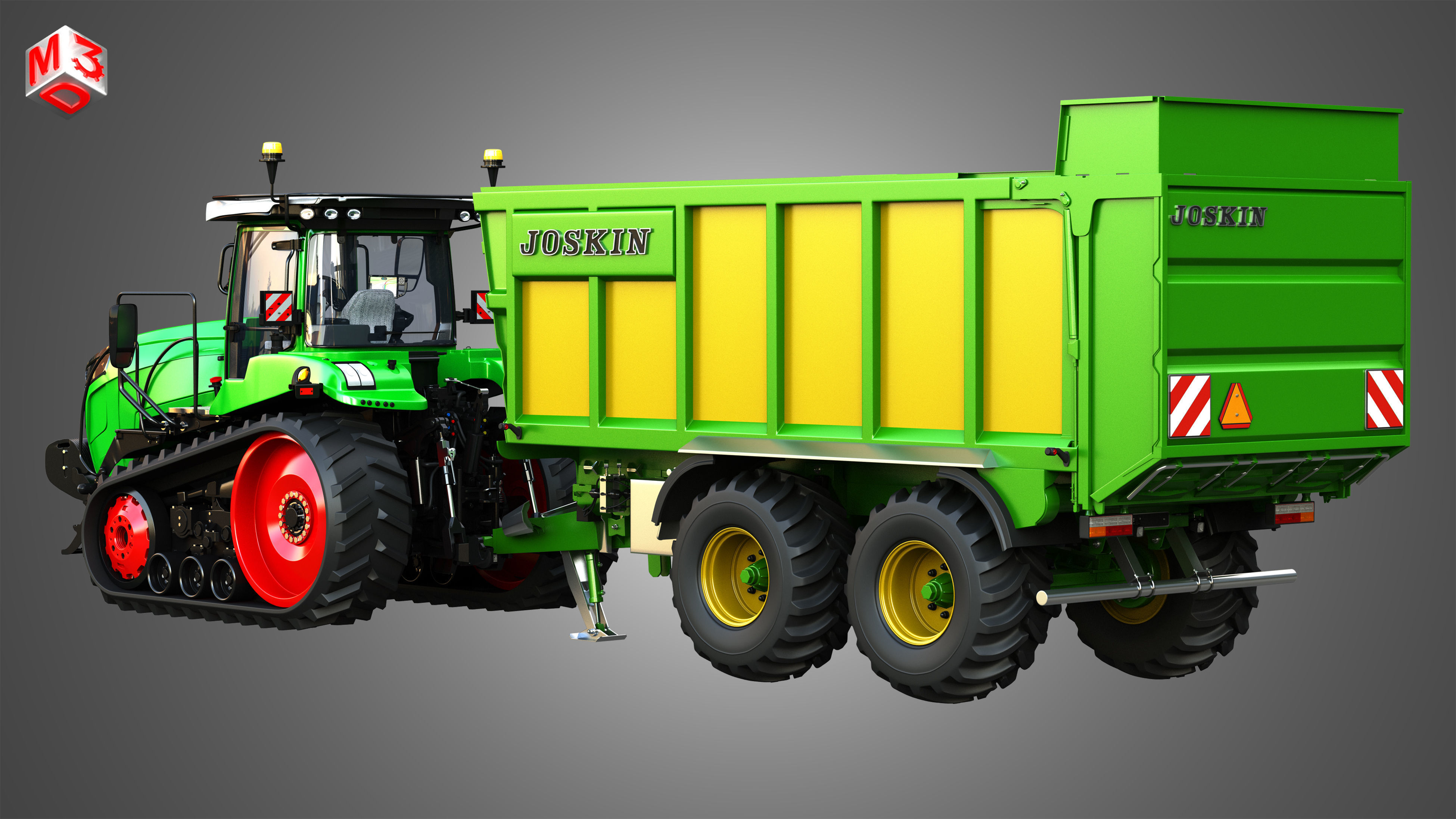 Fendt - MT900 Tractor with Drakkar 6600 Trailer 3D Model Collection_5