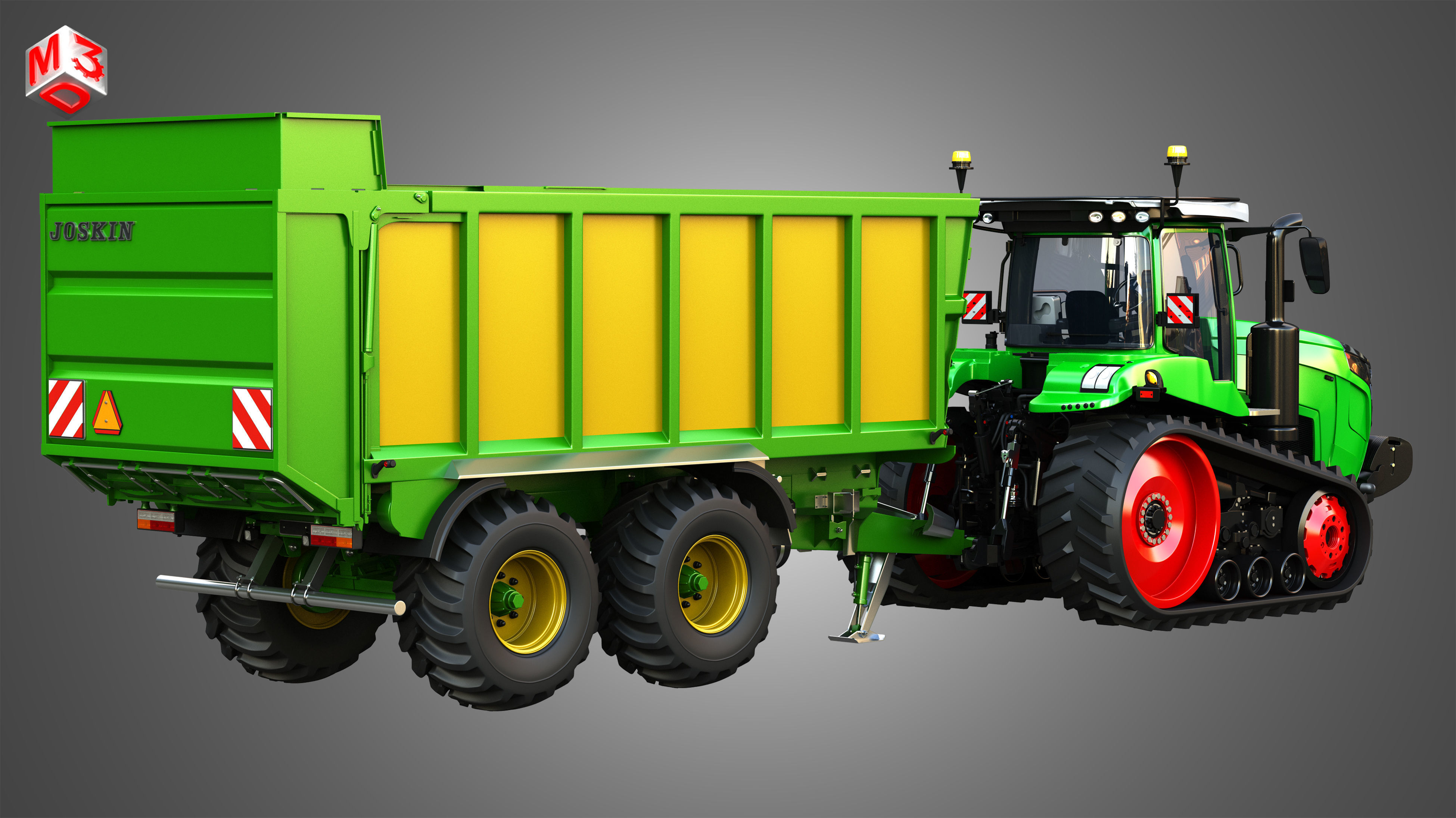 Fendt - MT900 Tractor with Drakkar 6600 Trailer 3D Model Collection_3