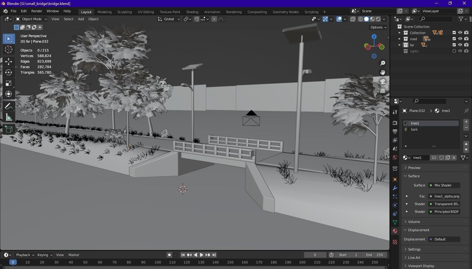 Small Bridge with Road 3D model_3