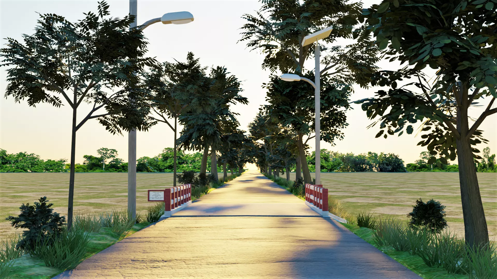 Small Bridge with Road 3D model_0