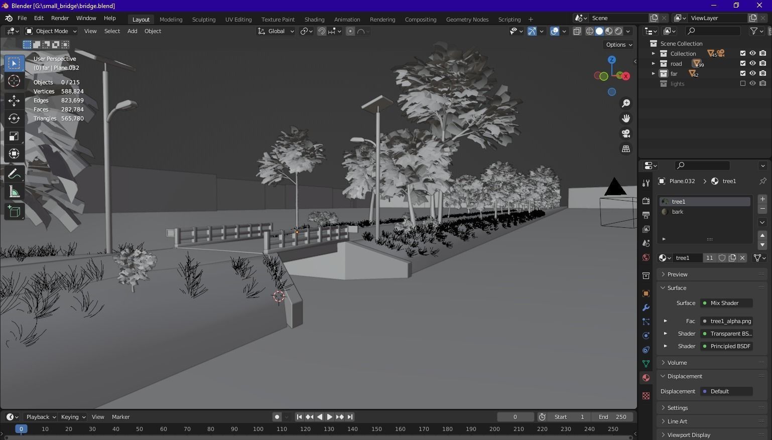 Small Bridge with Road 3D model_4