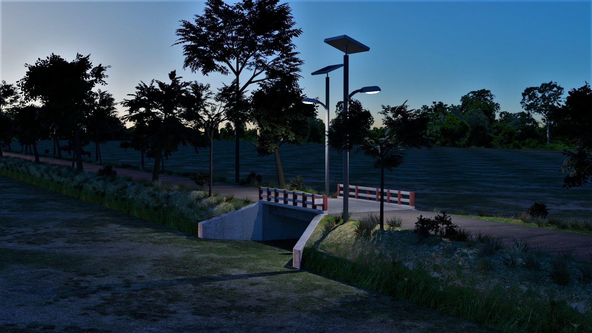 Small Bridge with Road 3D model_7
