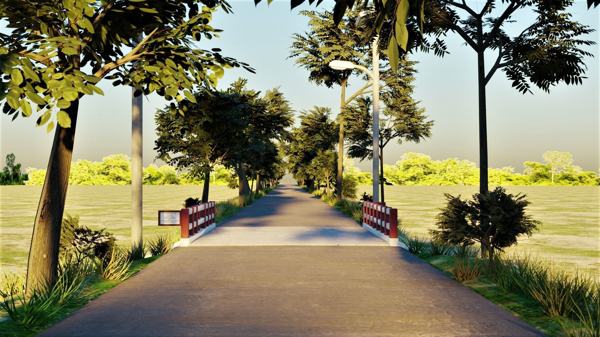 Small Bridge with Road 3D model_1