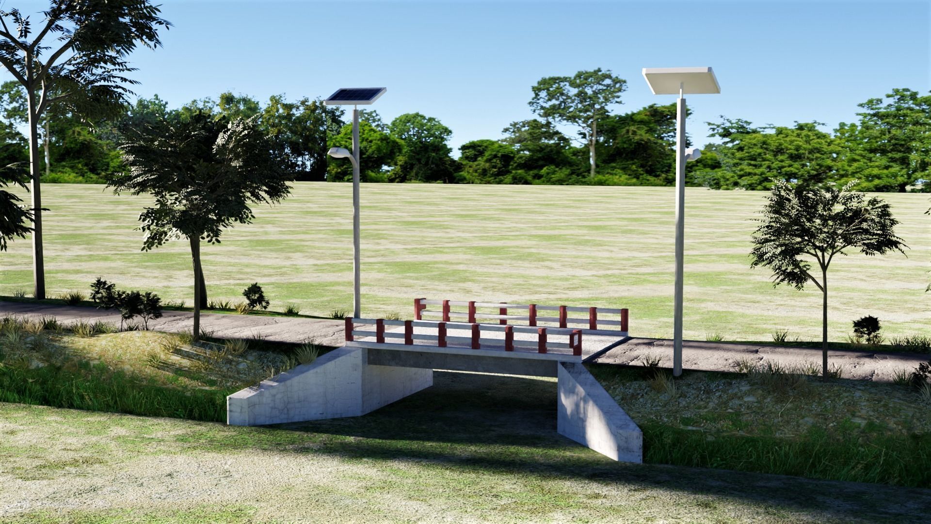 Small Bridge with Road 3D model_9
