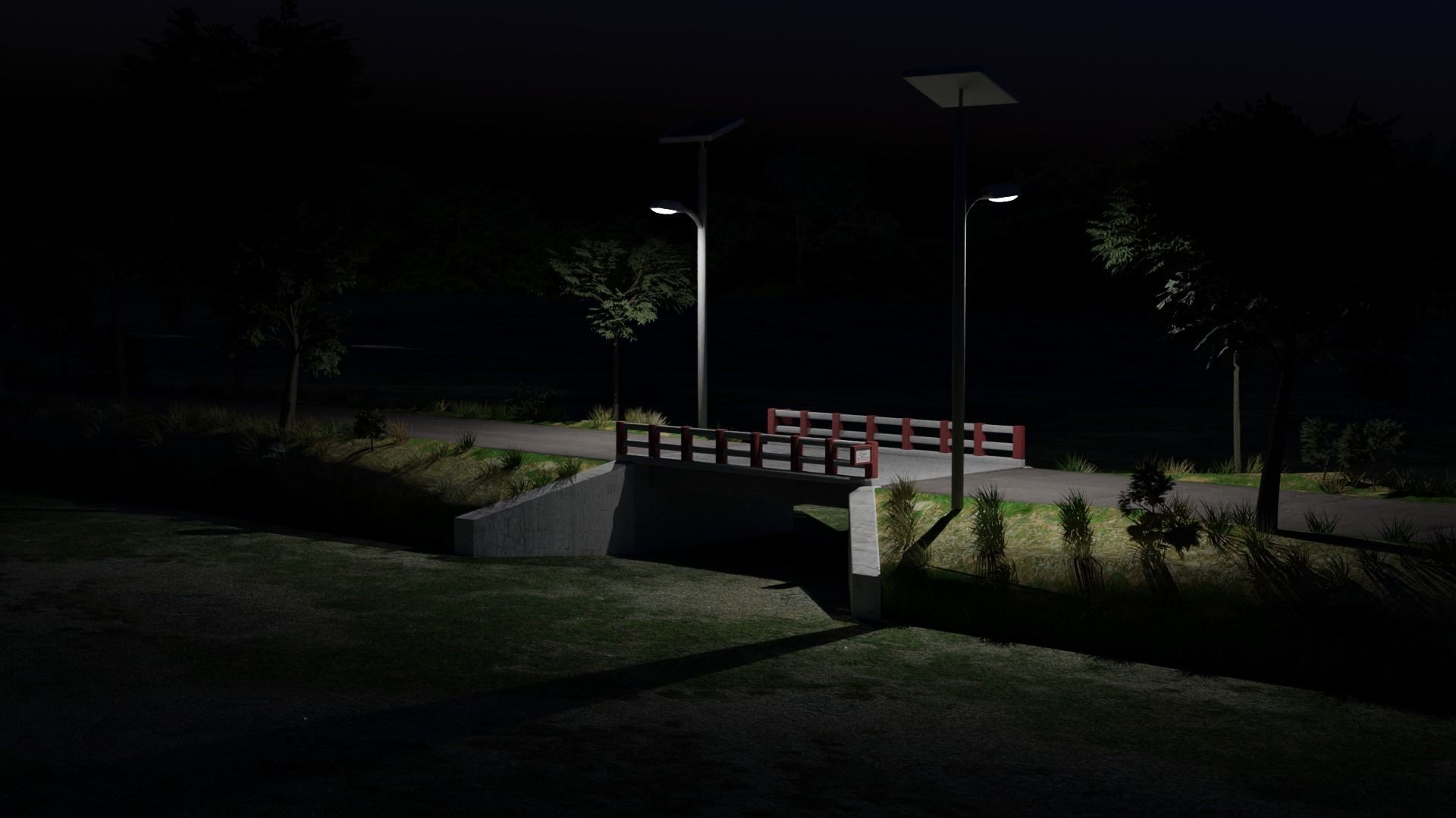 Small Bridge with Road 3D model_10