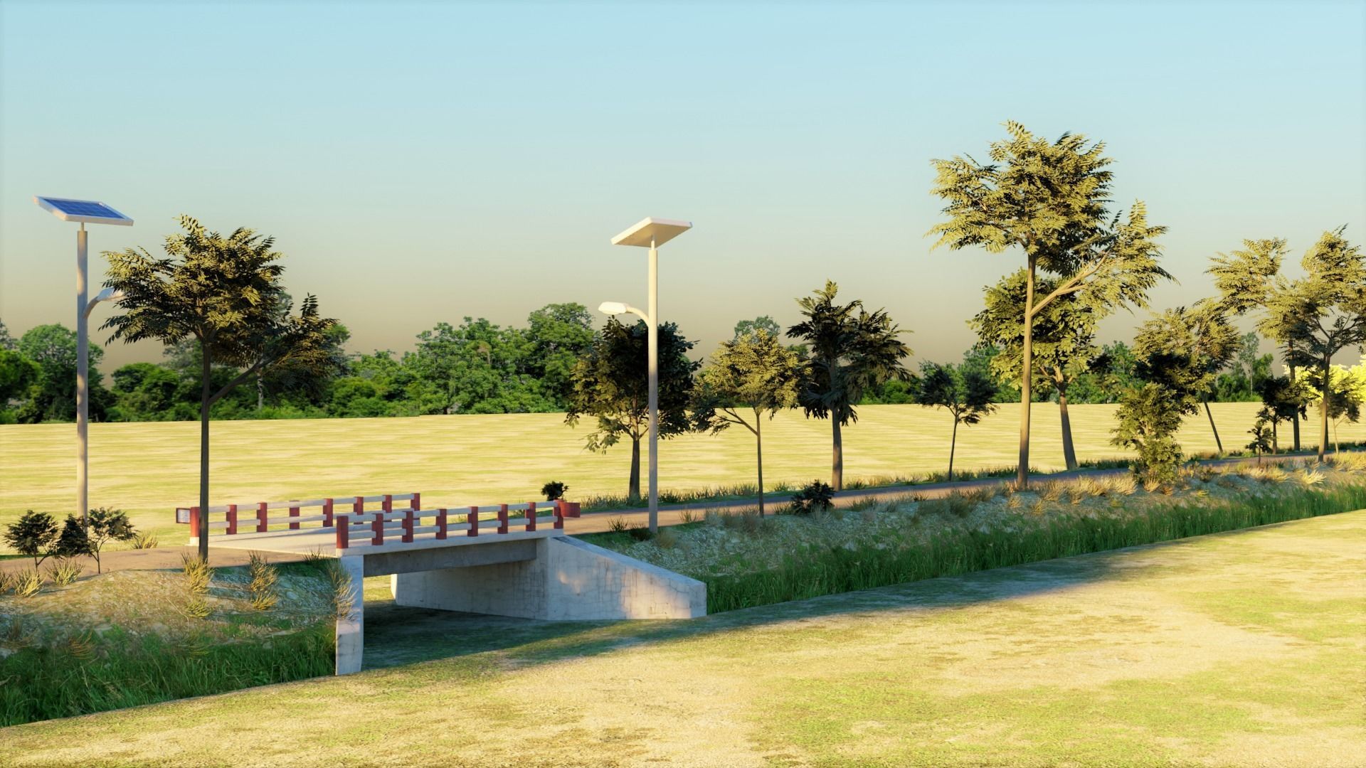 Small Bridge with Road 3D model_6