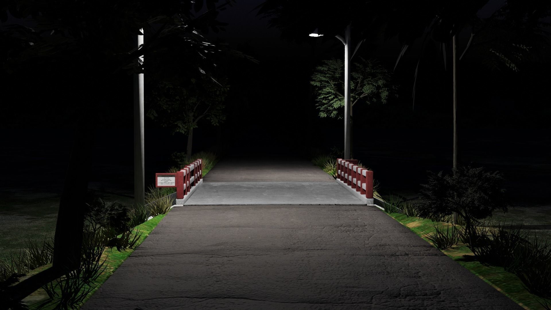 Small Bridge with Road 3D model_5