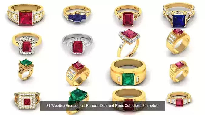 34 Wedding Engagement Princess Diamond Rings Collection 
