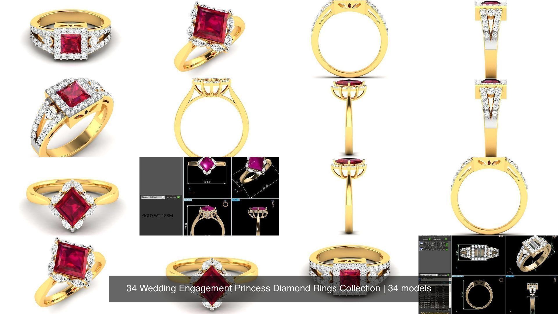 34 Wedding Engagement Princess Diamond Rings Collection _6