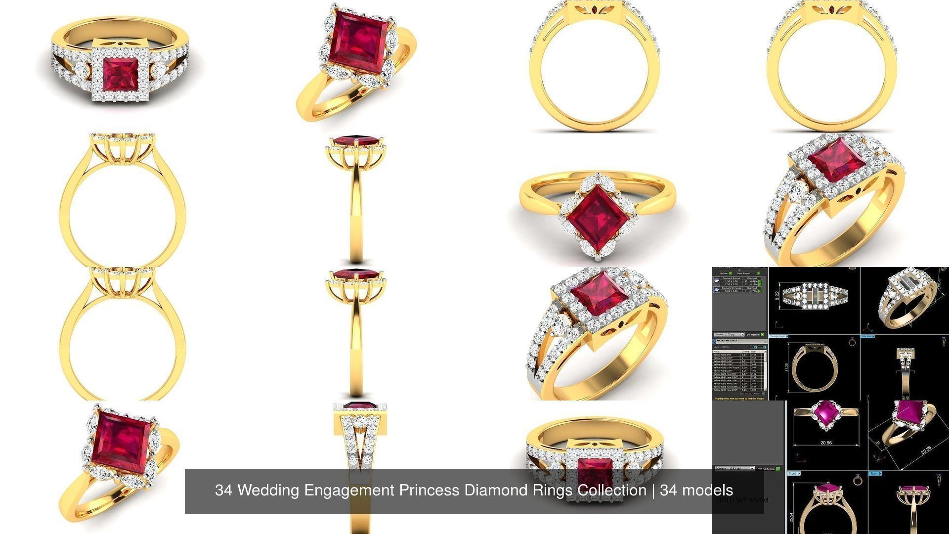 34 Wedding Engagement Princess Diamond Rings Collection _4