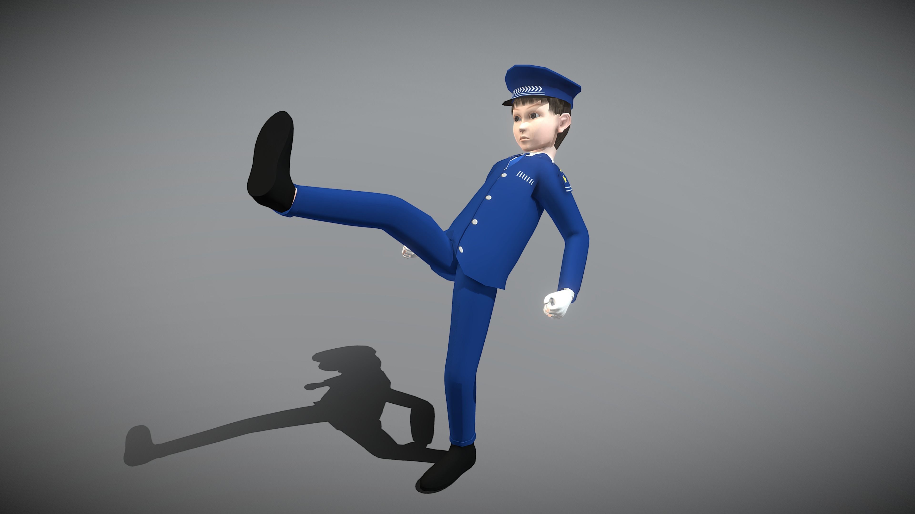 Cartoon Policeman Low-poly 3D model_7